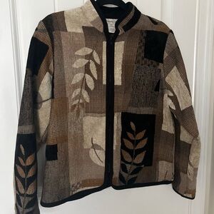 Windage Coldwater Creek Jacket  full zip Patchwork Leaf Pattern Blazer.
